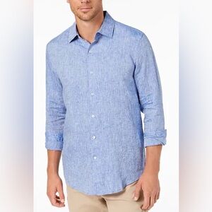 Tasso Elba Light Blue Men's Long-Sleeve Linen Shirt- XXL